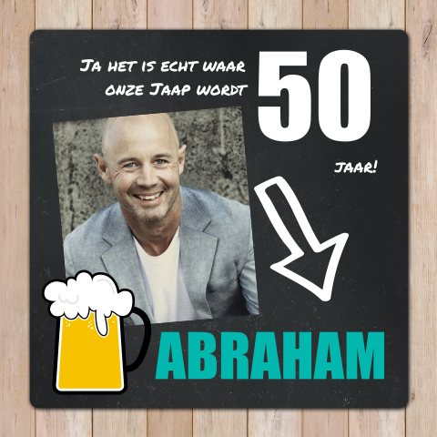 Stoere uitnodigingskaart Abraham 50 jaar