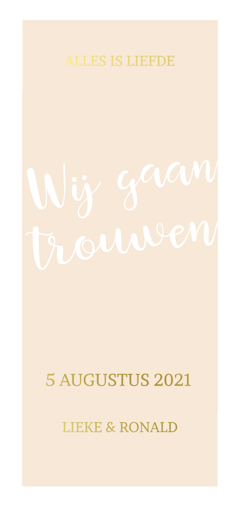 Goudfolie trouwkaart met wit kader