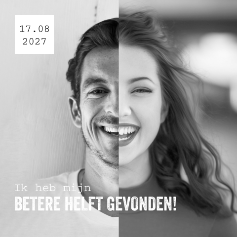 Originele foto-trouwkaart in zwart-wit