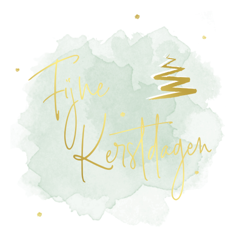 Goudfolie kerstkaart met watercolor en gouden kerstboom