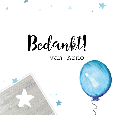 Bedankkaart met ballon voor 1e communie