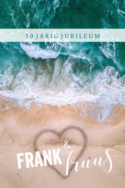 Originele uitnodiging 50 jarig huwelijk met foto strand
