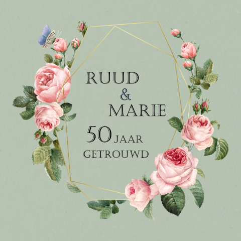 Stijlvolle jubileumkaart met rozen