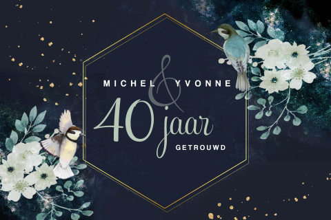 Jubileumkaart met aquarel bloemen | 40 jaar