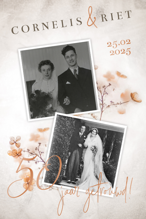 Hoogglans | Vintage jubileum uitnodiging 50 jaar getrouwd