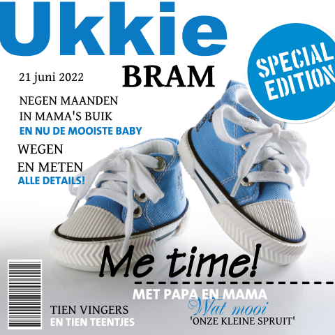 Originele geboortekaart in tijdschriftstijl