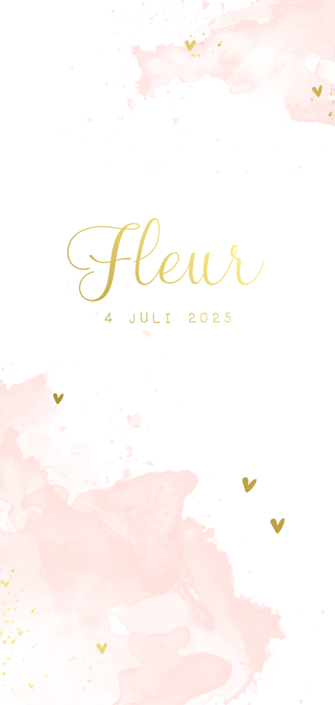 Goudfolie | Lief geboortekaartje met watercolor en babynaam in goud