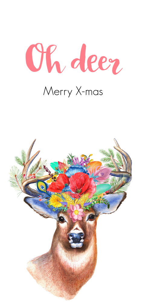 Hippe kerstkaart met rendier