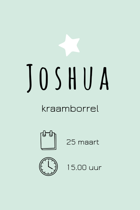 Simpele babyborrel uitnodiging met ster