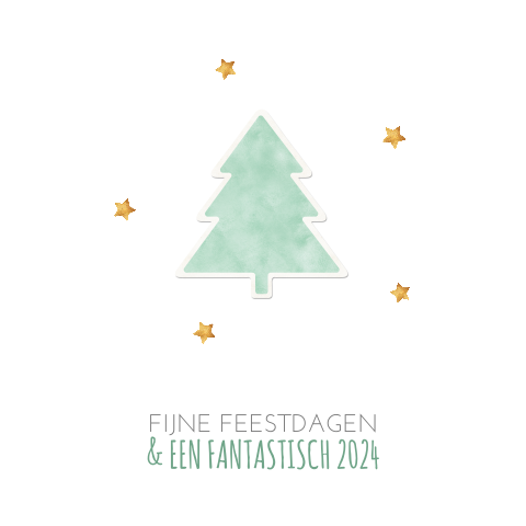 Lief kerstkaartje met kerstboom en sterren