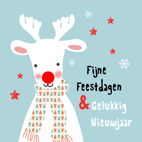 Illustratieve kerstkaart met Rudolf the red nosed reindeer