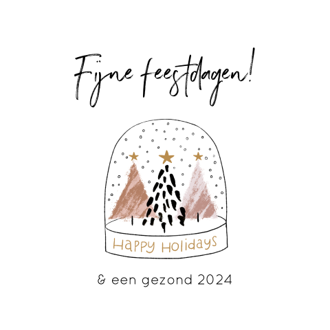 Originele zakelijke kerstkaart met bomen in kerststolp