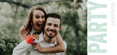 Stoere fotokaart met tekst 'party'