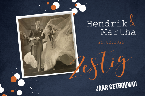 Vrolijke jubileumkaart met 60 jaar getrouwd en foto
