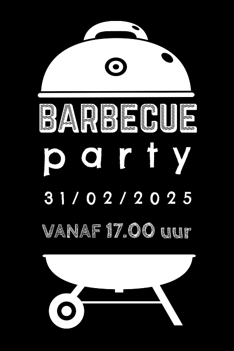 Barbecue feest uitnodiging met zwart wit bbq
