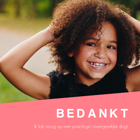 Lieve roze communie bedankkaart voor een meisje met foto