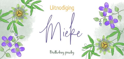 Uitnodiging met passiebloem en bosrank