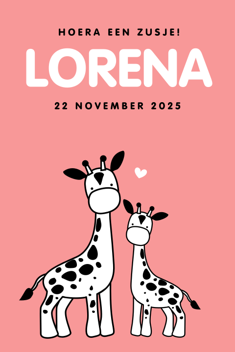 Geboortekaartjes met giraffen