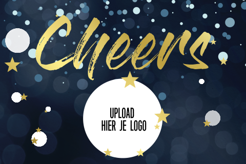 Zakelijke kerstkaart in donkerblauw en goudfolie