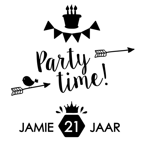 Feestelijke verjaardagskaart in zwart wit 