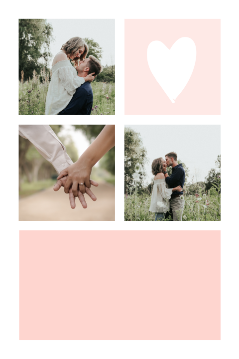 Fotokaart met roze blokken en hart