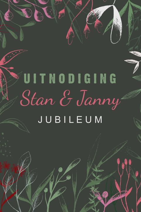 Getekende jubileumkaart met takjes