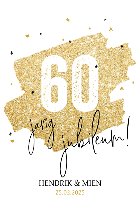 Hippe uitnodiging 60 jaar getrouwd met glitter
