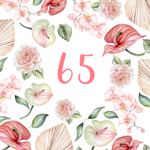 Verjaardag uitnodiging 65 jaar voor vrouw met bloemen