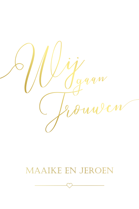 Goudfolie trouwkaart stijlvol