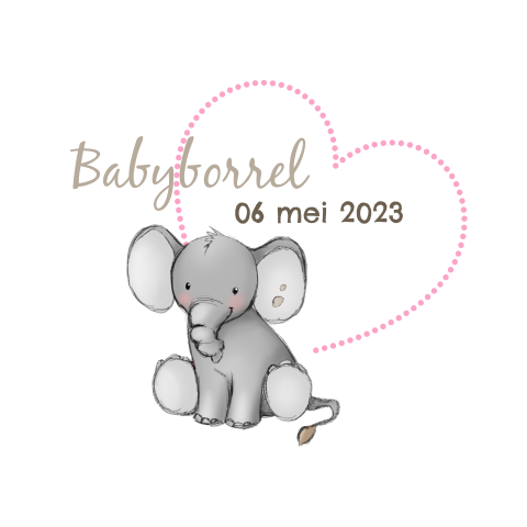 Lieve uitnodiging voor babyborrel met olifantje