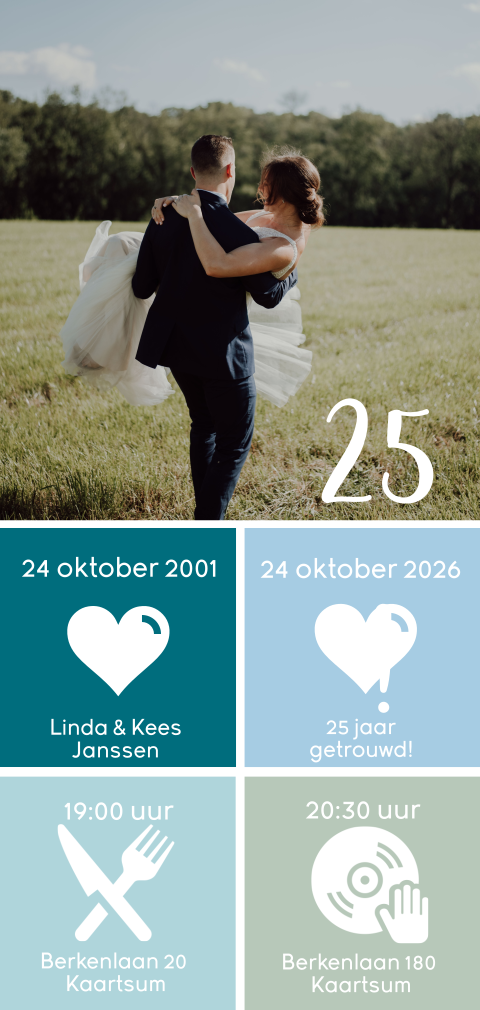 Maak zelf een jubileumkaart met foto en gekleurde vlakken | Langwerpig