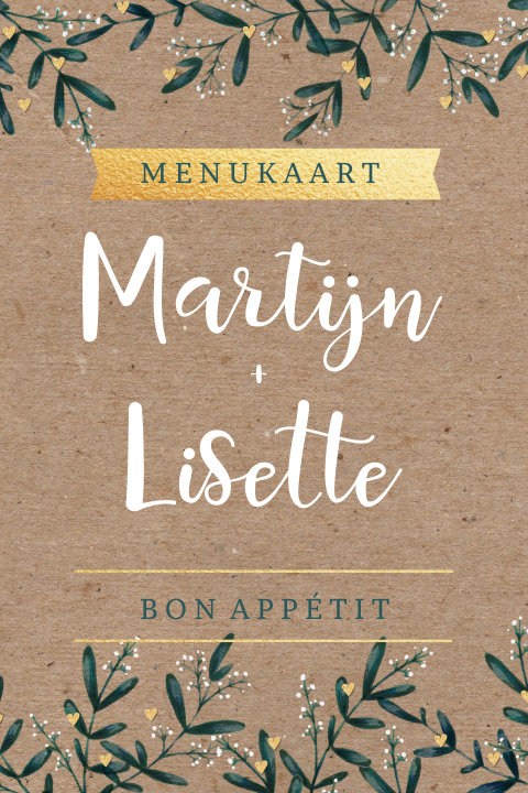 Botanische menukaart met kraftachtergrond