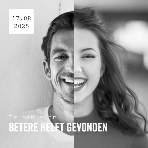 Moderne trouwkaart met foto van gezicht