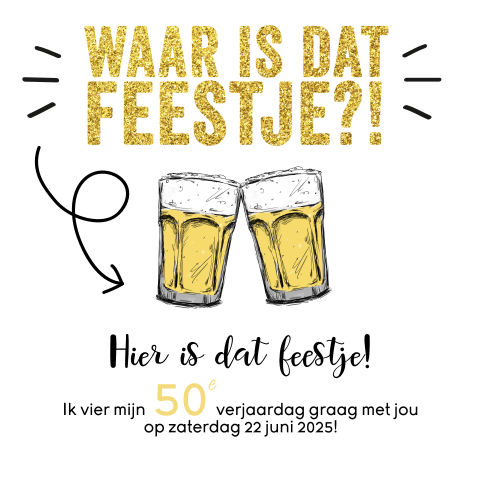 Verjaardag uitnodiging 50 met biertjes