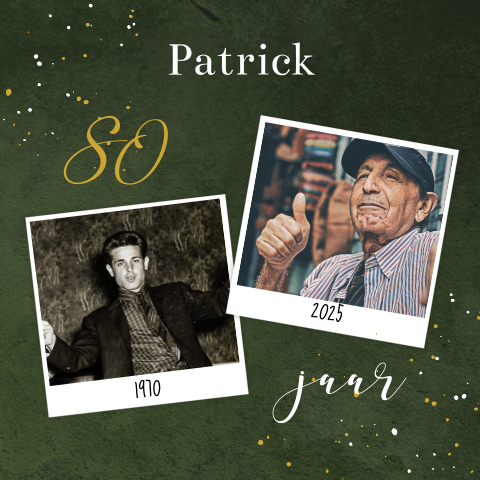 Chique uitnodiging 80 jaar man met foto's