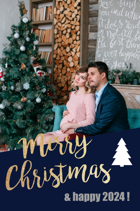 Chique kerstkaart met foto en kerstboompje
