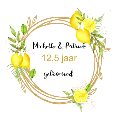 Frisse uitnodiging huwelijksjubileum met citroenen