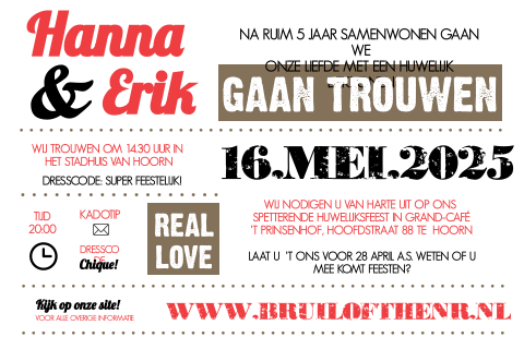 Originele trouwkaart in advertentie-stijl
