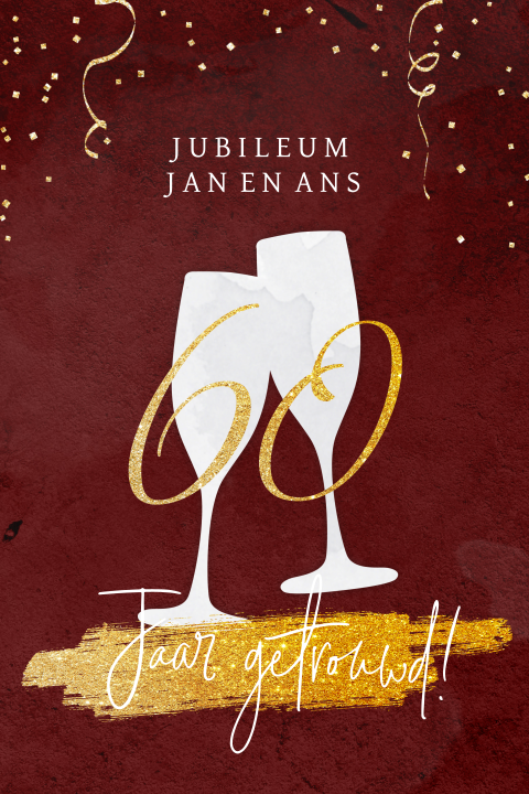 Feestelijke jubileum uitnodiging met champagneglazen