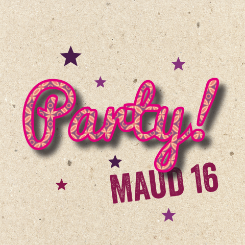 Hippe uitnodiging met Party op karton