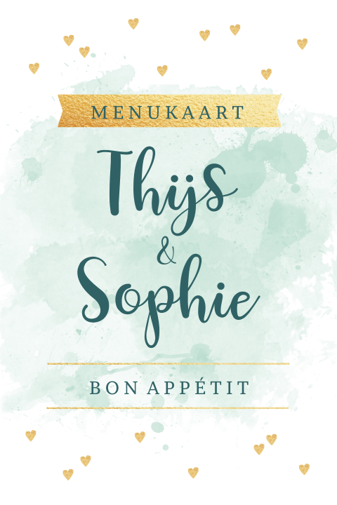 Hippe menukaart in mintgroene aquarel