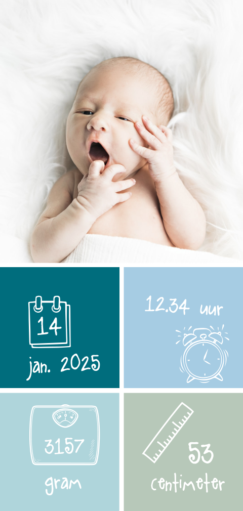 Lief babykaartje jongen met icoontjes