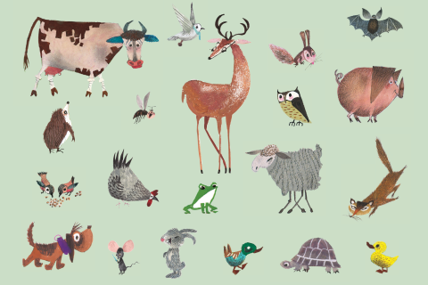 Vrolijk uitnodigingskaartje met dieren