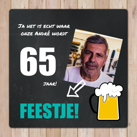 Uitnodiging 65 jaar stoer met bierpul