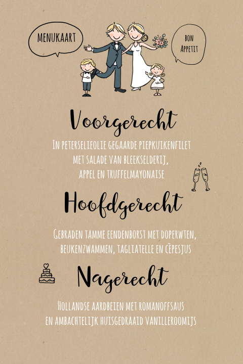 Stoere menukaart met strip