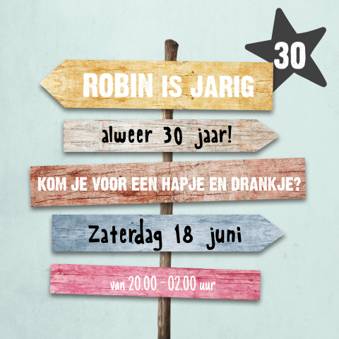 Trendy verjaardagskaart met stoere wegwijzer