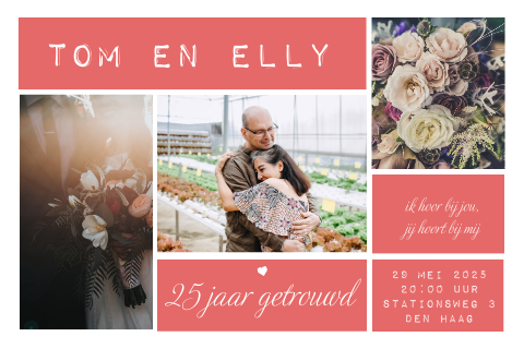 Maak zelf uitnodiging huwelijksjubileum met foto's | Liggend