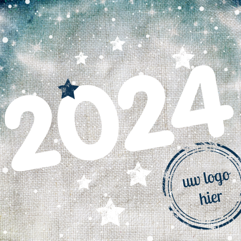 Zakelijke nieuwjaarskaart met logo-stempel en sterren