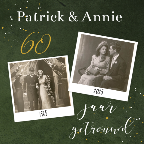 Stijlvolle jubileum uitnodiging 60 jaar getrouwd met foto's