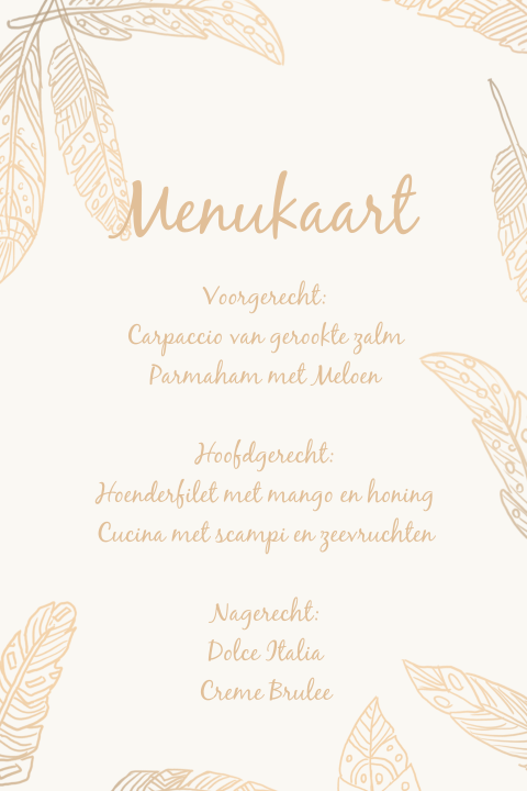 Trendy menukaart ton sur ton met bladeren